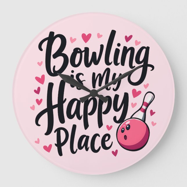 Konstruktion för Bowling Älskare Cute Retro Aesthe Stor Klocka (Framsida)