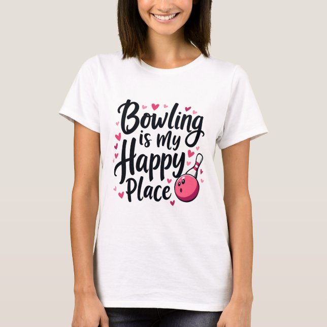 Konstruktion för Bowling Älskare Cute Retro Aesthe T Shirt (Framsida)