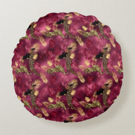 Konstruktion för Burgundy- och Guld Leopard-serien Rund Kudde