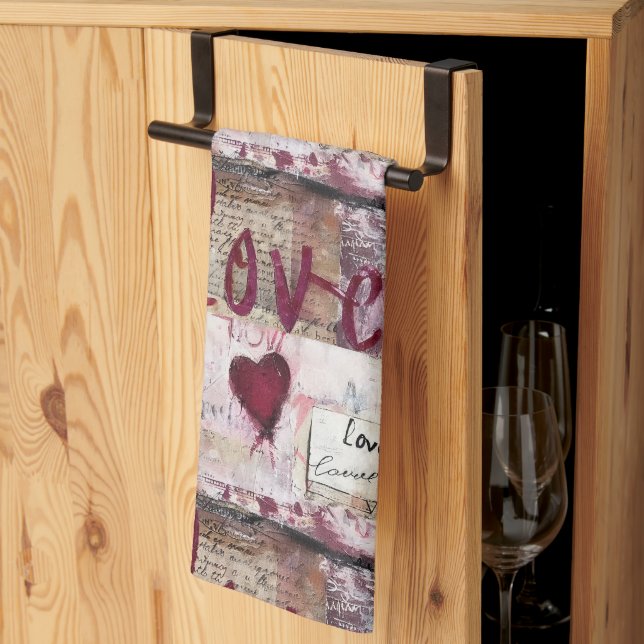 Konstruktion för Burgundy Valentiness Series 10 Kökshandduk (Thirds Fold)