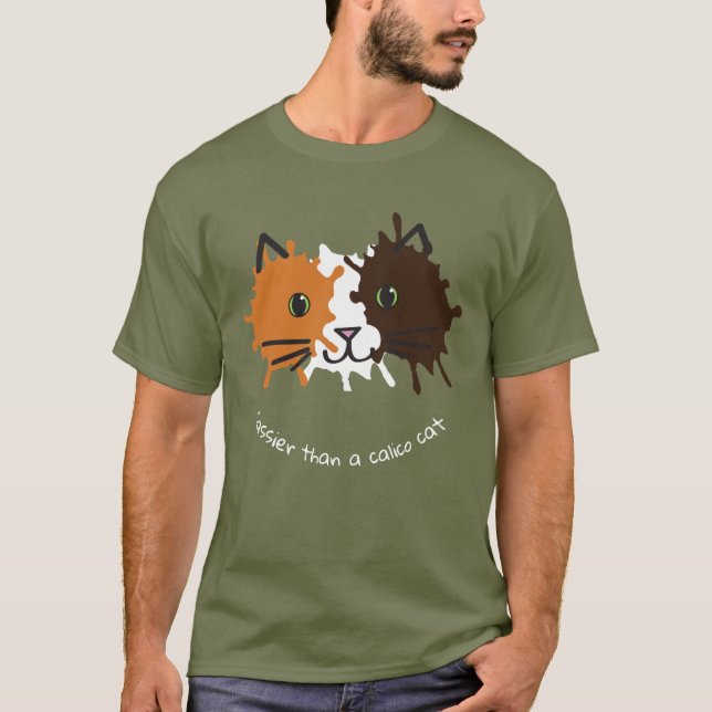 Konstruktion för Calico Cat ansikte T Shirt (Framsida)