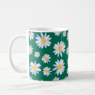 Konstruktion för Classy White Daisy Flowers Botan Kaffemugg