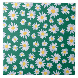 Konstruktion för Classy White Daisy Flowers Botan Kakelplatta