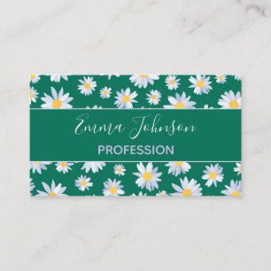 Konstruktion för Classy White Daisy Flowers Botan Visitkort