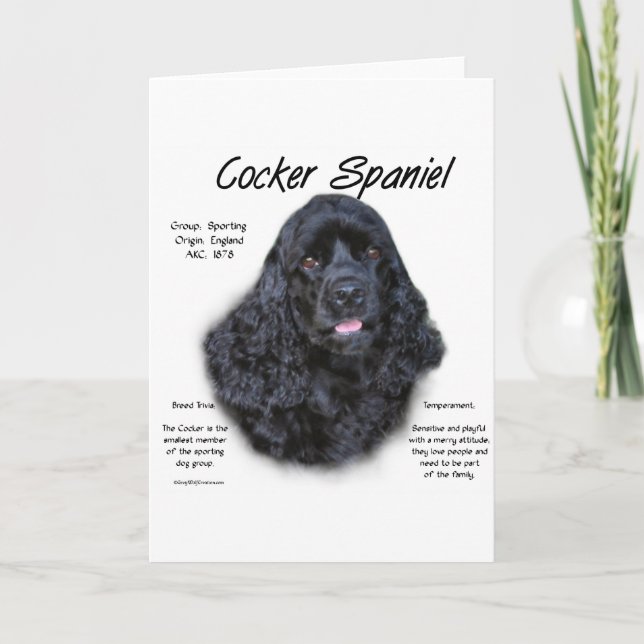 Konstruktion för Cocker Spain (svart) Historik Helgkort (Framsida)
