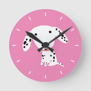 Konstruktion för Cute Dalmatien Puppy Adsible Baby Rund Klocka
