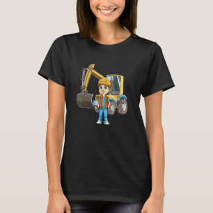 Konstruktion för Cute Excavator Boy Kid Site Manag T Shirt