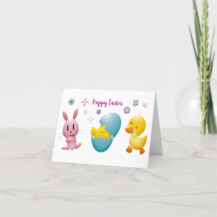 Konstruktion för Cute-funny Bunny och Chicken-ägg Helgkort