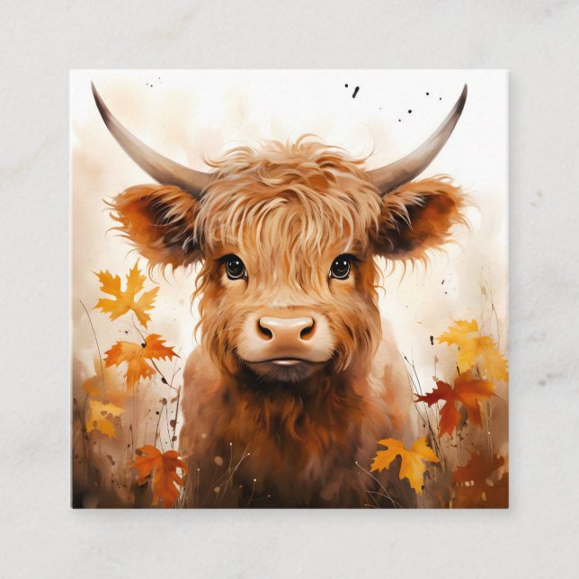 Konstruktion för Cute Highland Cow Series 1 Fyrkantigt Visitkort (Framsida)