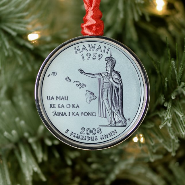 Konstruktion för det hawaii-statliga kvarteret julgransprydnad metall (Träd)