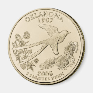 Konstruktion för det tryckta Oklahoma-statskvarter Magnet