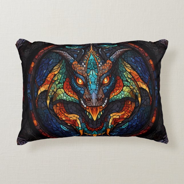Konstruktion för Dragon Stached Glass Mosaic Prydnadskudde (Framsidan)