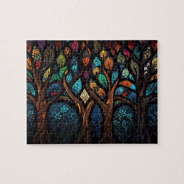 Konstruktion för färgstark mosaik Förglasad Träd-e Pussel (Horisontell)