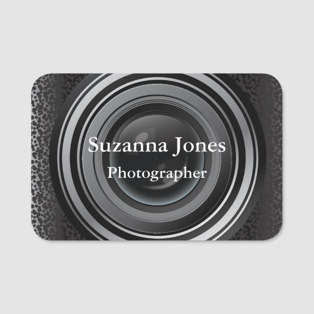 Konstruktion för fotografi av kameralins Namn bric Namnbricka (Framsida)