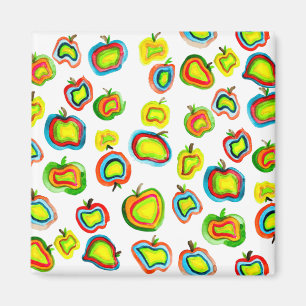 Konstruktion för frukt i funky, vattenfärg magnet