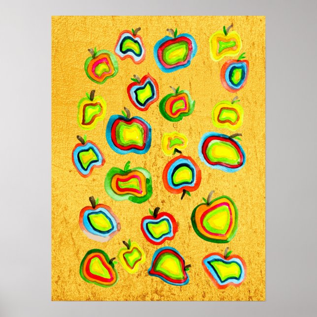 Konstruktion för frukt i funky, vattenfärg poster (Framsidan)