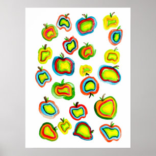 Konstruktion för frukt i funky, vattenfärg poster