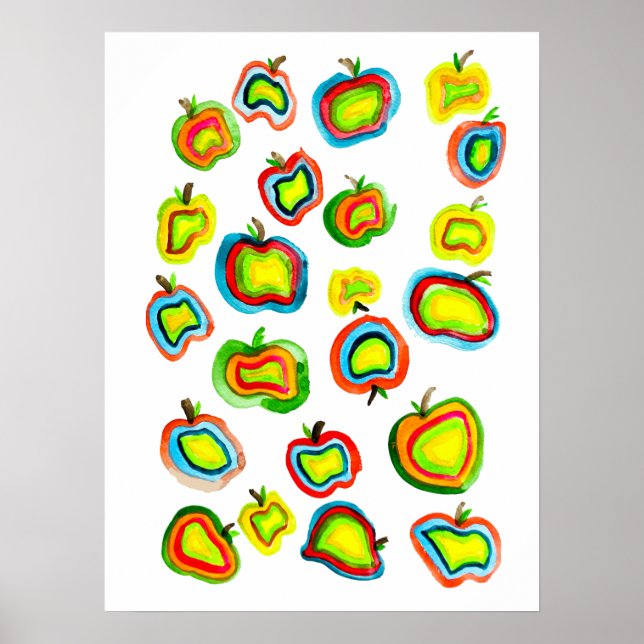 Konstruktion för frukt i funky, vattenfärg poster (Framsidan)