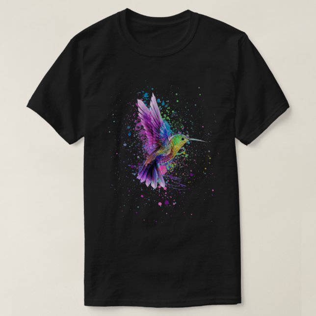 Konstruktion för Hummingbird Watercolor Art T Shirt (Design framsida)