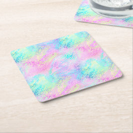 Konstruktion för Iridescent Leopard-serien 10 Underlägg Papper Kvadrat