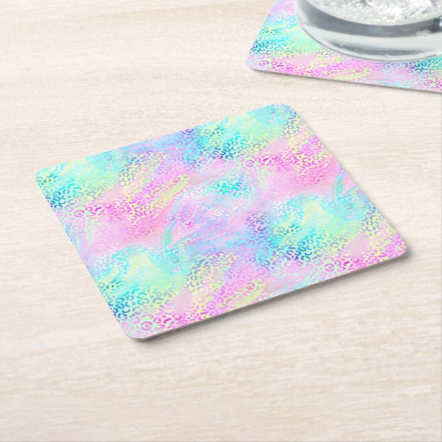 Konstruktion för Iridescent Leopard-serien 10 Underlägg Papper Kvadrat (Vinklad)