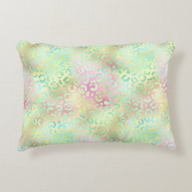 Konstruktion för Iridescent Leopard Series 2 Prydnadskudde (Framsidan)