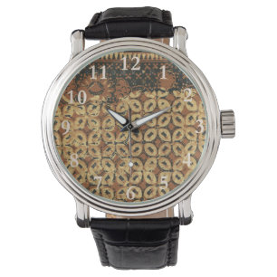 Konstruktion för kaffebröstad Batik Art Mönster Armbandsur