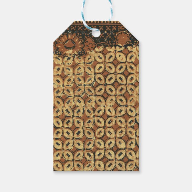 Konstruktion för kaffebröstad Batik Art Mönster Presentetikett (Framsidan)