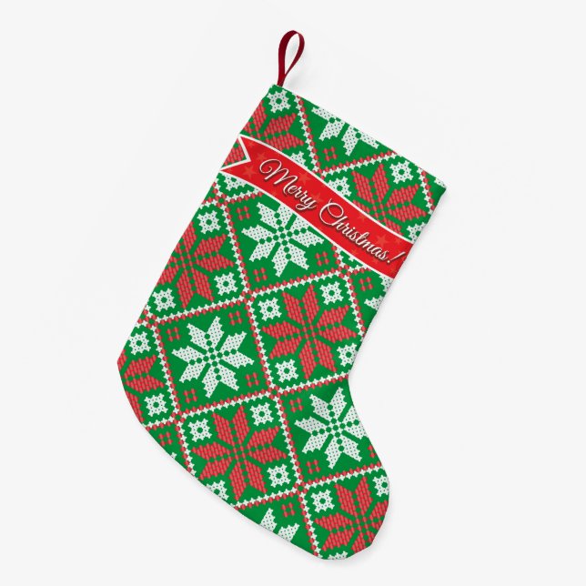 Konstruktion för kor-stitch JULAFTON Liten Julstrumpa (Framsidan (Hängande))