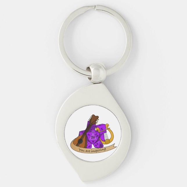 Konstruktion för kortplatta swirl silverfärgad nyckelring (Framsidan)