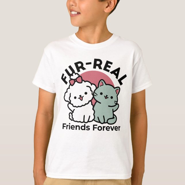 Konstruktion för kugghjul och Hund "Päls-Real Frie T Shirt (Framsida)