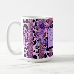 Konstruktion för lavender och rosa leopard-avtryck kaffemugg