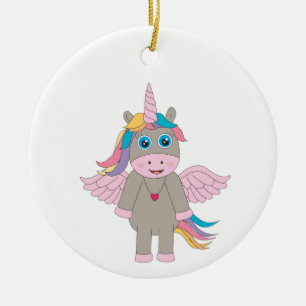 Konstruktion för ljuddämpande Unicorn Julgransprydnad Keramik