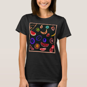 Konstruktion för Neon Fruits Mönster T Shirt