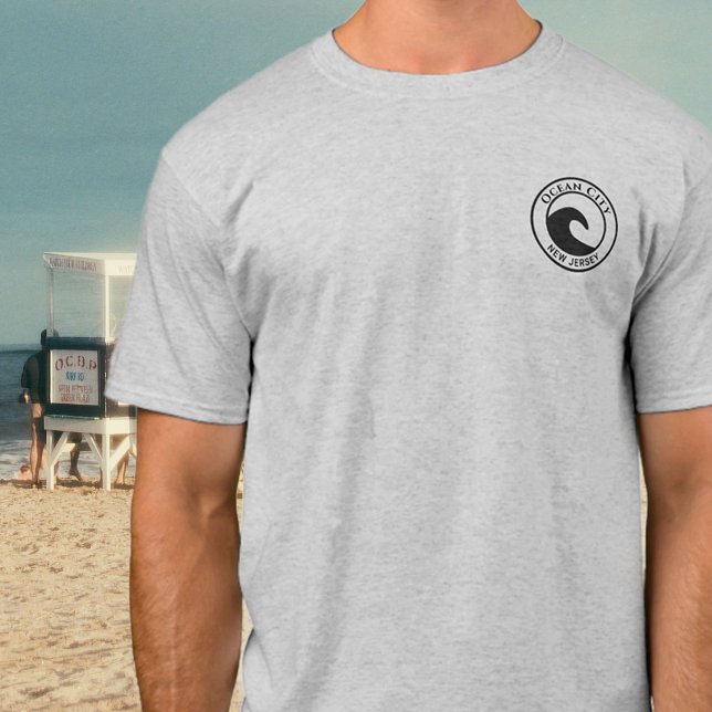 Konstruktion för Ocean City NJ Black Ocean Wave Ci T Shirt (Skapare uppladdad)
