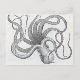 Konstruktion för oktopus vintage kraken vykort