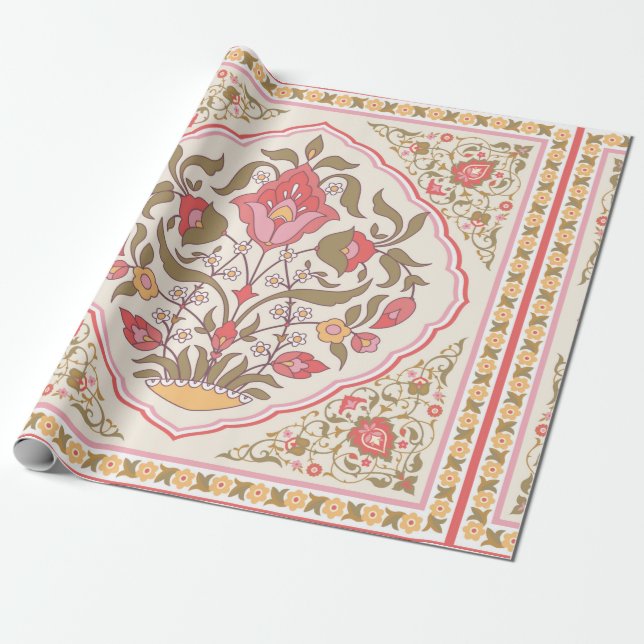 Konstruktion för orientalisk stil-blommigt presentpapper (Utrullad)