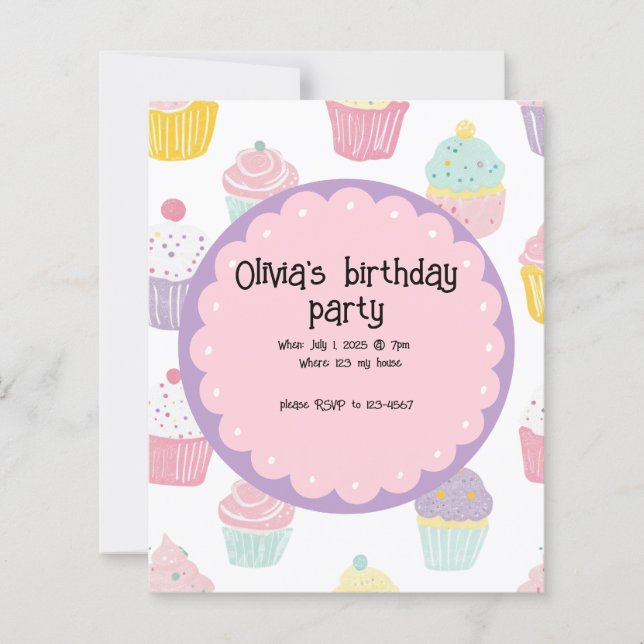 Konstruktion för personlig barns födelsedag cupkak (Framsida)