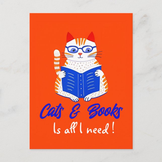 Konstruktion för personlig Kattläsning Vykort (Framsida)