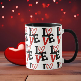 Konstruktion för Romantic Red och Black Mönster Kä Mugg