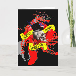 Konstruktion för romatisk skalle och hjärttatuerin helgkort