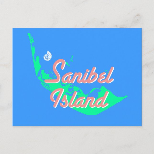 Konstruktion för Sanibel Island karta Vykort (Framsida)