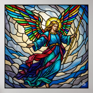 Konstruktion för Serene Stached Glass Angel Art Poster