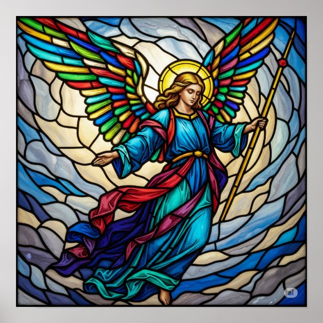 Konstruktion för Serene Stached Glass Angel Art Poster (Framsidan)