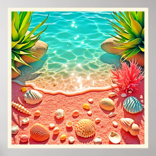Konstruktion för Snäckor med Sol-kyld Beach Poster