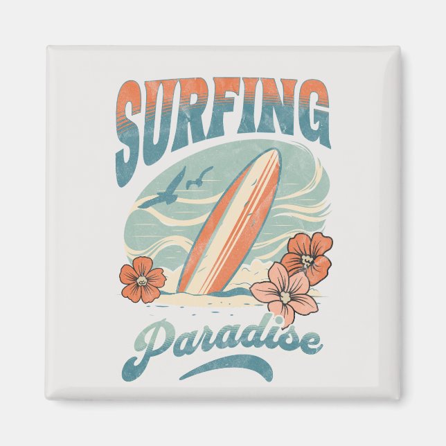 Konstruktion för Surfingparadise retro stil Magnet (Framsidan)