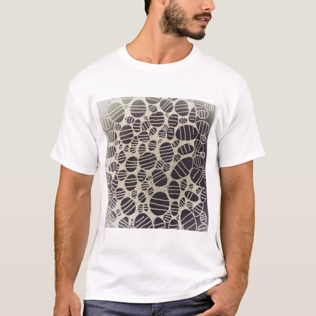 Konstruktion för svartvit, rund abstrakt t shirt (Framsida)