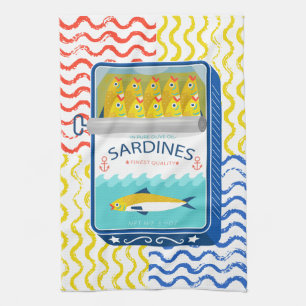 Konstruktion för tea Towel Eclectic Sardines Kökshandduk