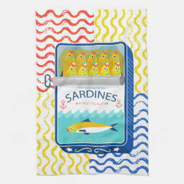 Konstruktion för tea Towel Eclectic Sardines Kökshandduk