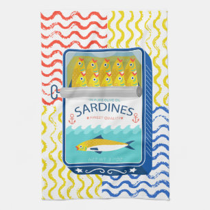 Konstruktion för tea Towel Eclectic Sardines Kökshandduk